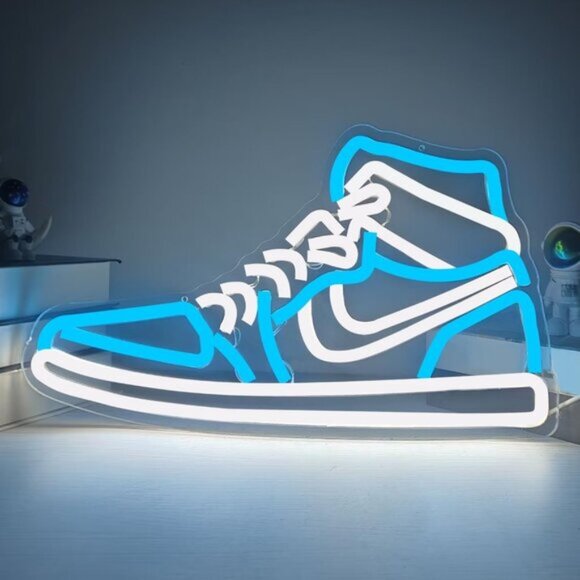 New Ice Blue Sneaker Neon Sign, LED Shoe Wall Light for Home, Bar